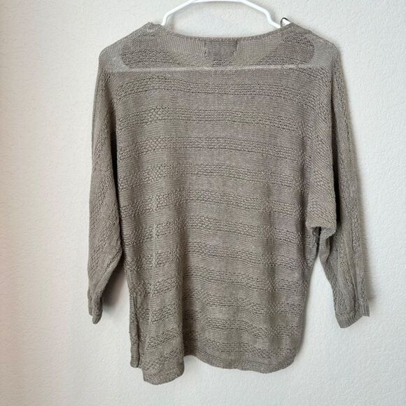 Tahari Tan 100% Linen Open Knit Dolman Sleeve Sweater - Size M - EUC - Picture 5 of 5
